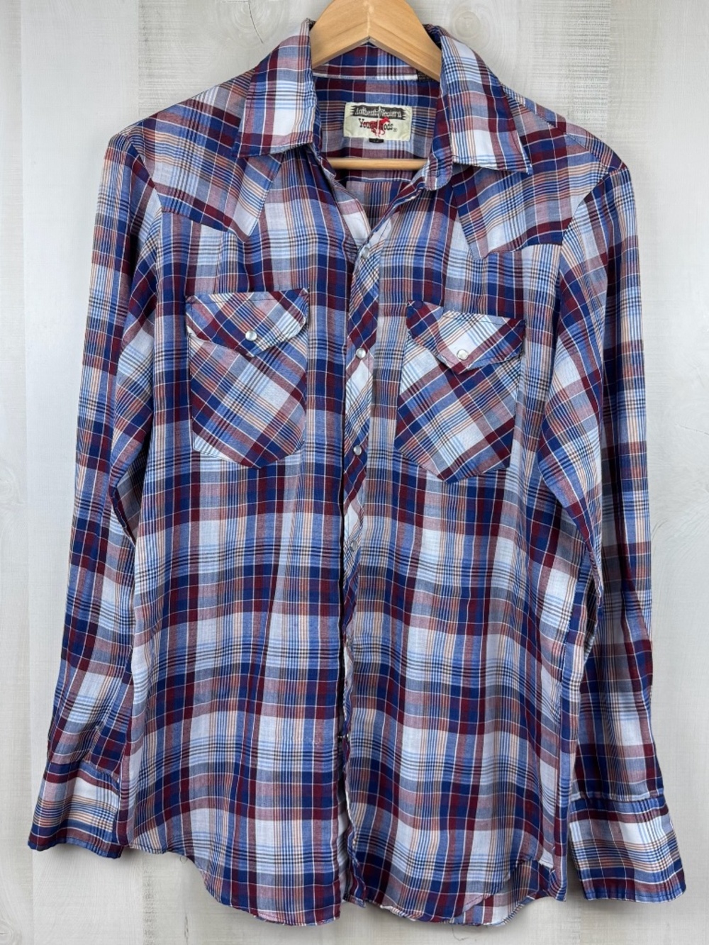 Vintage Youngbloods Men’s Pearl Snap Plaid Western Shirt Lightweight Sz Medium